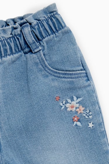 Niemowlęta - Kwiatki - dżinsy niemowlęce - dżins-niebieski