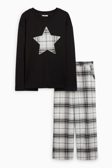 Femmes - Pyjama avec pantalon en flanelle - noir