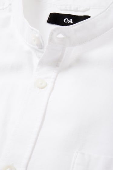 Herren - Hemd - Regular Fit - Stehkragen - weiß