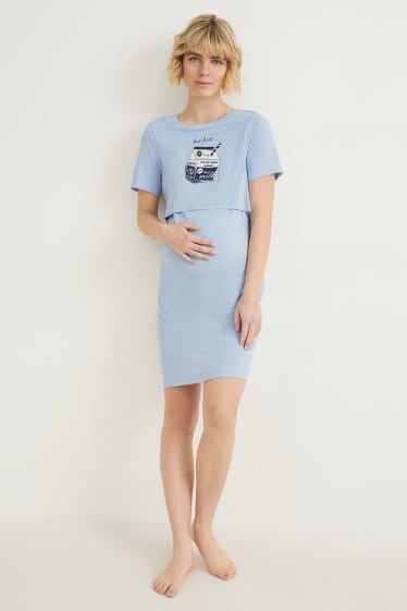 Femmes - Chemise de nuit d'allaitement - bleu clair