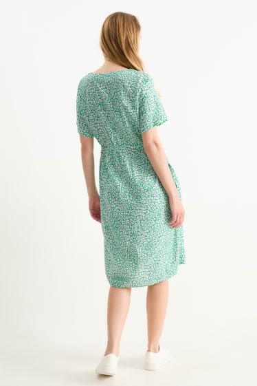 Dámské - Kojící šaty - s květinovým vzorem - zelená