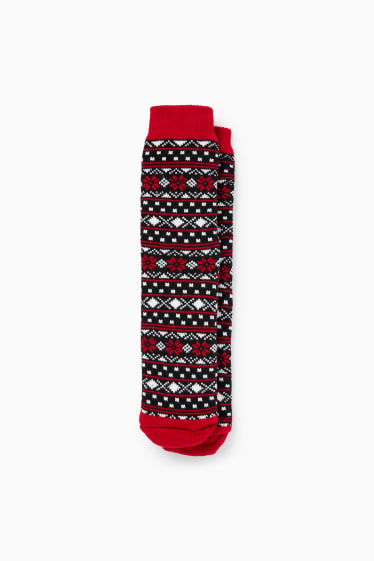 Men - Christmas non-slip socks - patterned - dark red