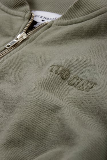 Damen - Crop Sweat-Blouson - khaki