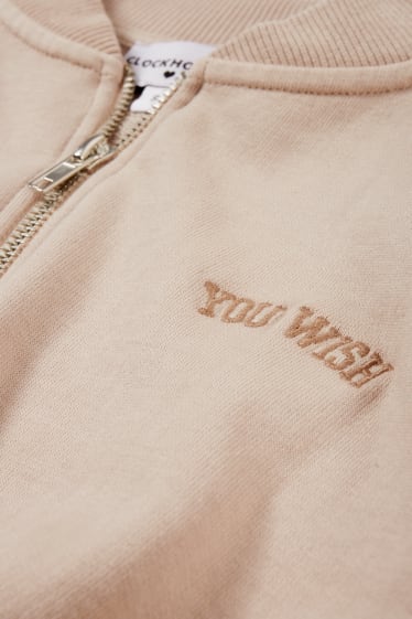 Damen - Crop Sweat-Blouson - beige