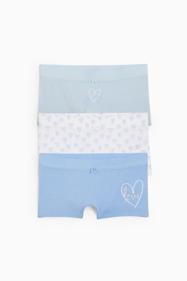 Children - Multipack of 3 - heart - shorts - light blue