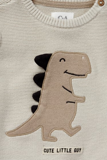 Neonati - Dinosauro - maglione per neonati - beige melange