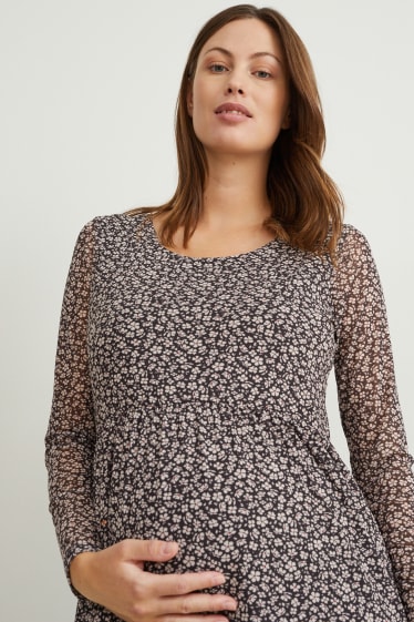 Dona - Vestit de maternitat - de flors - negre/blanc