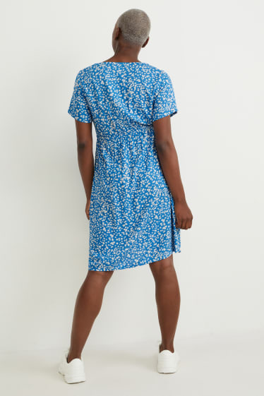Dames - Voedingsjurk - gebloemd - blauw