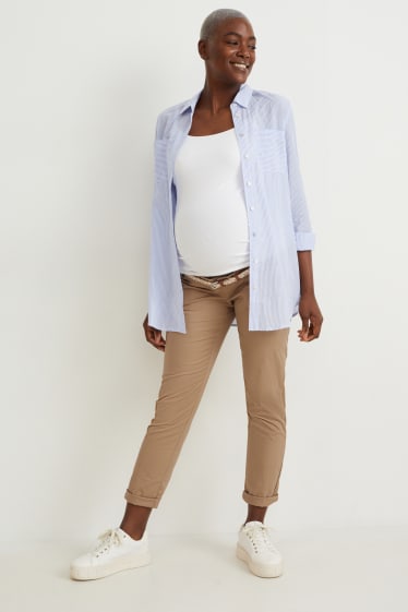 Women - Maternity chinos with belt - slim fit - beige