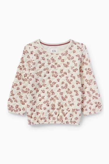 Bebeluși - Bluză de molton bebeluși - cu flori - alb-crem