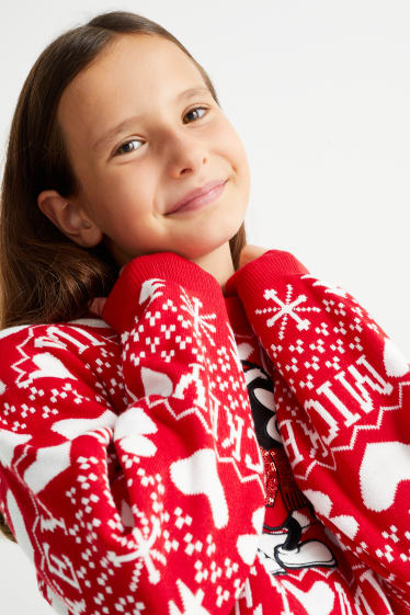 Bambine - Topolino - maglione natalizio - rosso