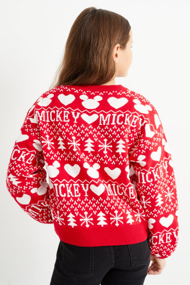 Bambine - Topolino - maglione natalizio - rosso