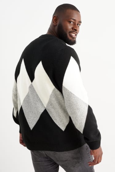 Herren - Pullover - kariert - schwarz
