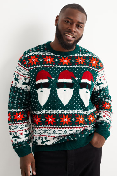 Men - Christmas jumper - Father Christmas - green