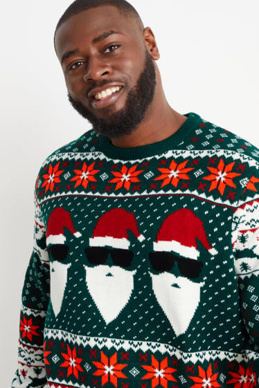 Men - Christmas jumper - Father Christmas - green