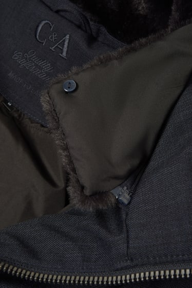 Uomo - Parka con cappuccio e riporto di ecopelliccia - inverno - blu scuro