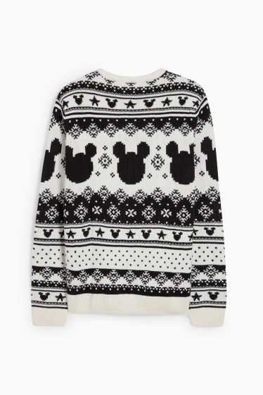 Hommes - Pull de Noël - Mickey Mouse - blanc / noir