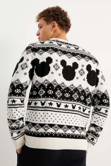 Hommes - Pull de Noël - Mickey Mouse - blanc / noir