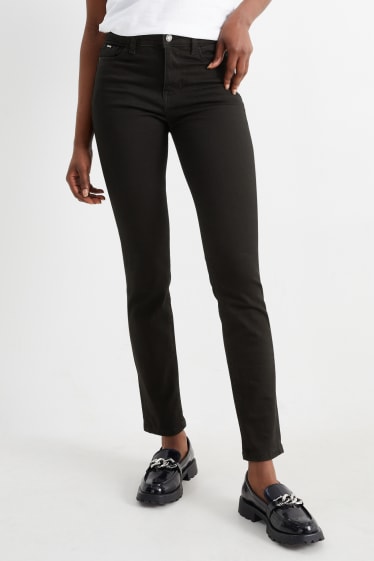 Dámské - Slim jeans - mid waist - tvarující efekt - LYCRA® - černá