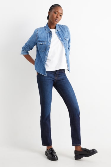 Dames - Straight jeans - mid waist - LYCRA® - jeansdonkerblauw