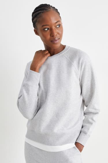 Damen - Basic-Sweatshirt - hellgrau-melange