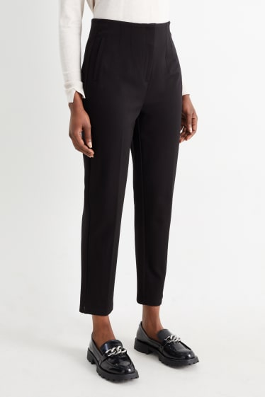 Femmes - Pantalon - high waist - slim fit - noir