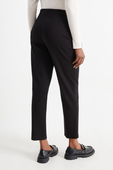 Femmes - Pantalon - high waist - slim fit - noir