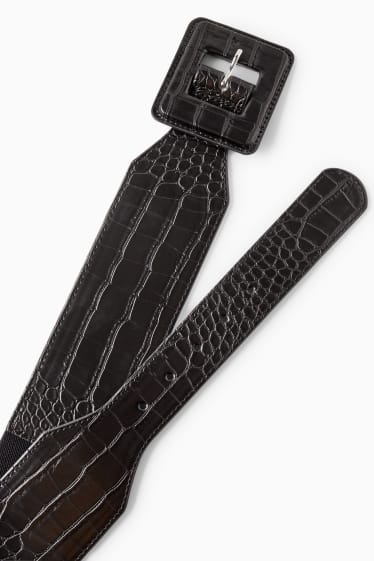 Dámské - Dámský pásek - imitace kůže - černá