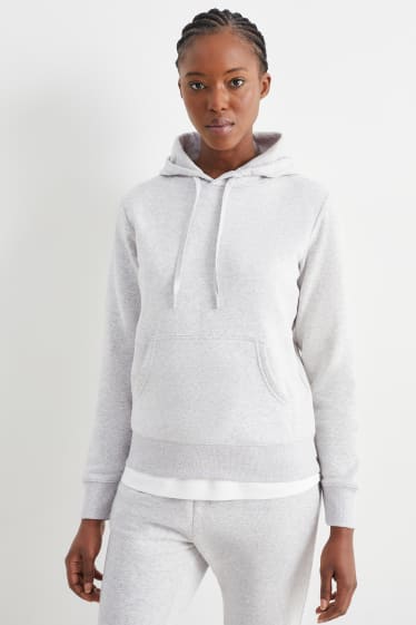 Femmes - Sweat à capuche basique - gris clair chiné