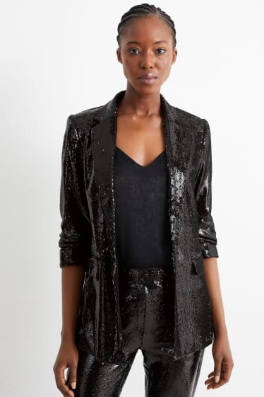 Women - Sequin blazer - relaxed fit - black