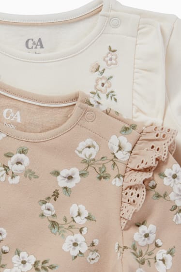 Babies - Multipack of 2 - flowers - baby sweatshirt - beige