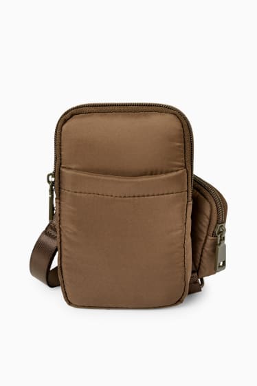 Femmes - Ensemble - pochette pour téléphone et porte-monnaie - 2 pièces - marron clair