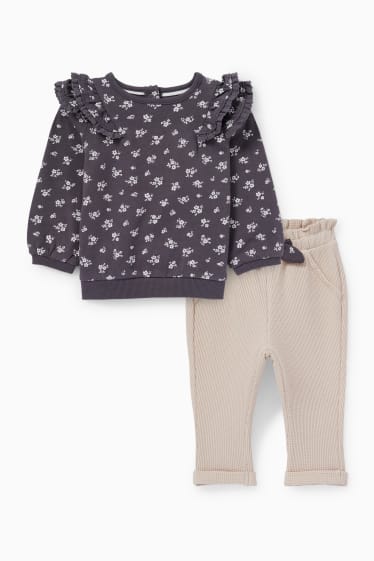 Bébés filles - Petites fleurs - ensemble bébé - 2 pièces - violet
