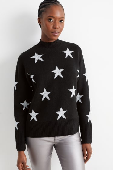Donna - Maglione - stelle - nero