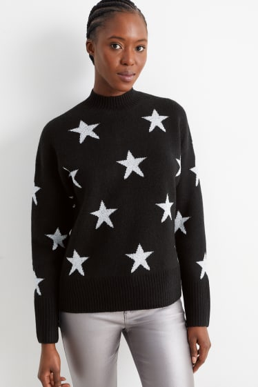 Women - Jumper - stars - black