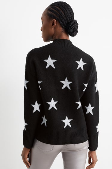 Women - Jumper - stars - black