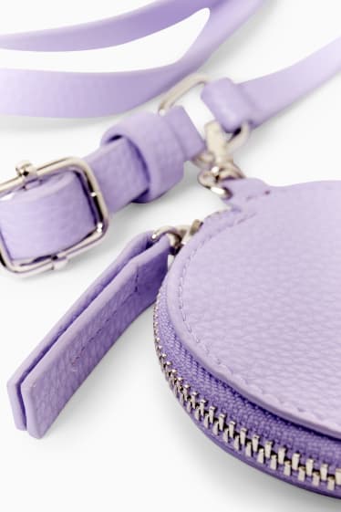 Femei - Set - gentuță pentru telefon mobil și portmoneu - imitație de piele - 2 piese - violet