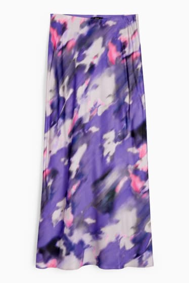 Kobiety - Satynowa spódnica - wzorzysta - fioletowy
