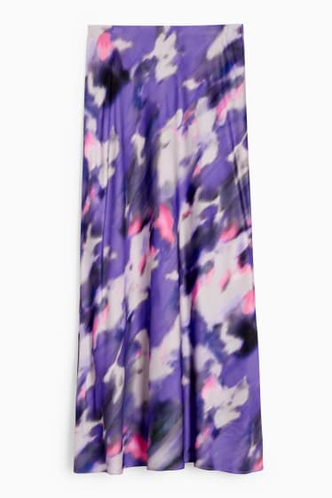 Dámské - Saténová sukně - se vzorem - fialová