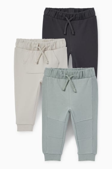 Baby: jongens - Set van 3 - baby-joggingbroek - donkergrijs