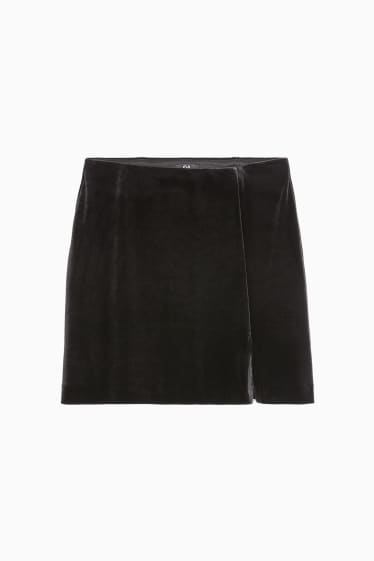 Women - Velvet miniskirt - black