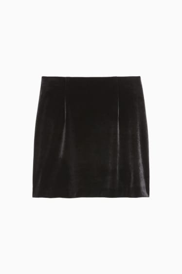 Women - Velvet miniskirt - black
