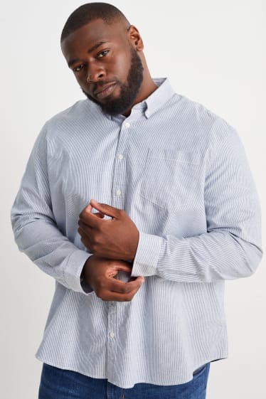 Hommes - Chemise oxford - slim fit - col button-down - à rayures - bleu