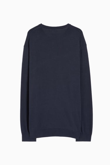 Bărbați - Pulover din tricot fin - albastru închis