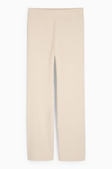 Women - Basic knitted trousers - light beige