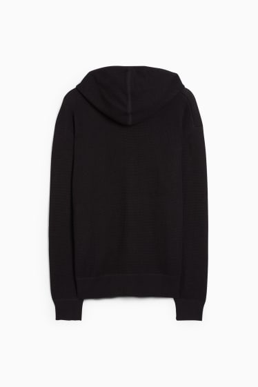 Men - Cardigan with hood - dark blue