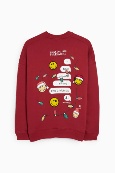 Donna - Felpa natalizia - SmileyWorld® - rosso scuro