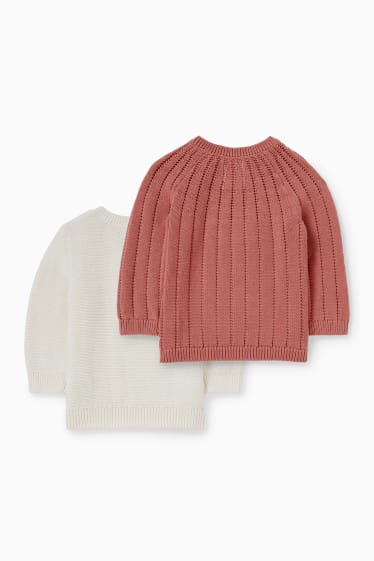 Baby Mädchen - Multipack 2er - Baby-Pullover - weiß / rosa