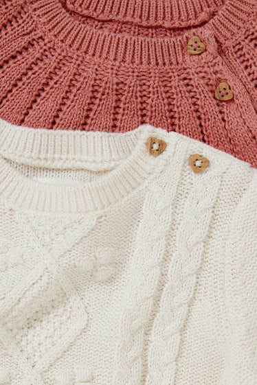 Baby Mädchen - Multipack 2er - Baby-Pullover - weiß / rosa