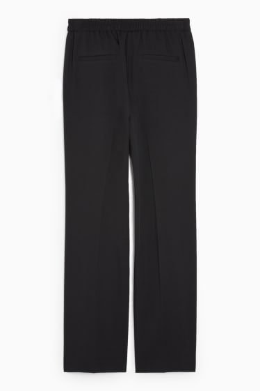 Dámské - Plátěné kalhoty - high waist - straight fit - černá